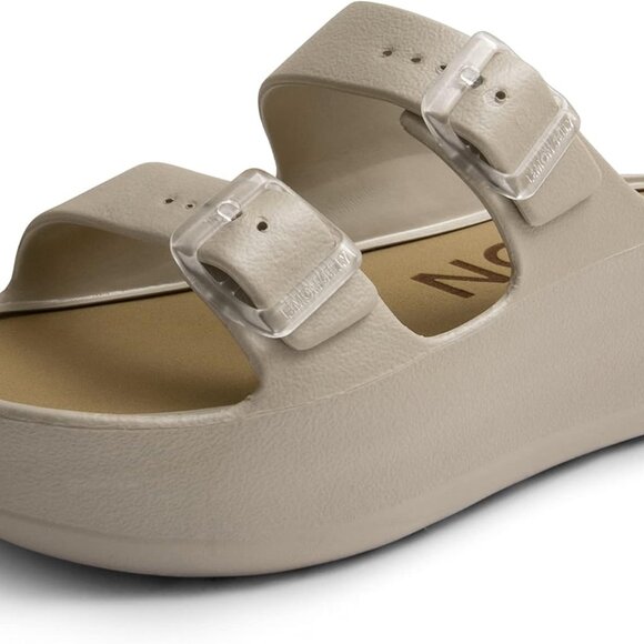 Women's Water-Resistant Foam Platform Sandals Casual Wedges Summer Slides - Picture 1 of 6